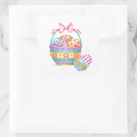 イースターかわいらしリトルイースターバスケットシール スクエアシール (バッグ)