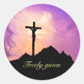 イースターが十字架でイエスをパーソナライズ ラウンドシール (正面)