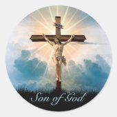 イースターが十字架でイエスをパーソナライズ ラウンドシール (正面)