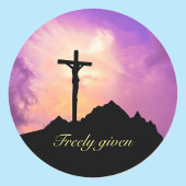 イースターが十字架でイエスをパーソナライズ ラウンドシール