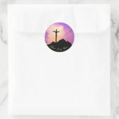 イースターが十字架でイエスをパーソナライズ ラウンドシール (バッグ)