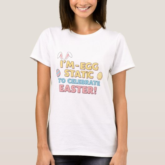 イースターが大好き！楽しいタイポグラフィーデザイン Tシャツ (正面)