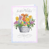 イースターが希望する水彩フローラバスケットエッグ シーズンカード (正面)