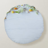 イースターさくらんぼプラム:黄色の卵。 ラウンドクッション (裏面)