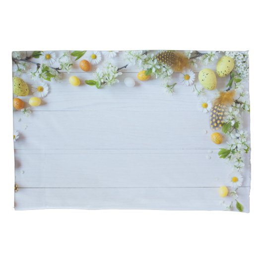 イースターさくらんぼプラム：黄色の卵。 枕カバー (正面)