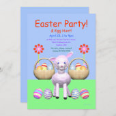 イースターたのしい羊と卵のパーティー 招待状 (正面/裏面)
