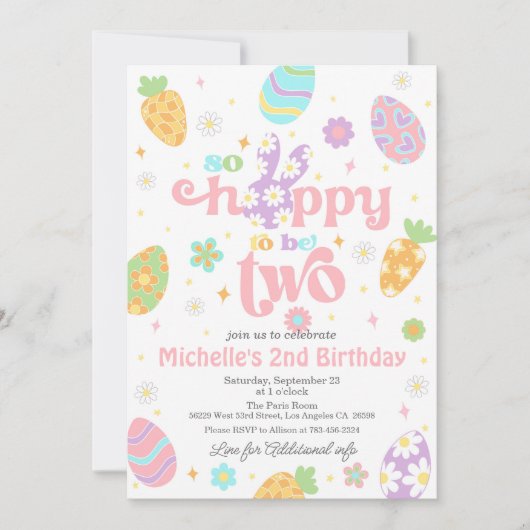 イースターだからホッピー二つの誕生日 招待状 (正面)