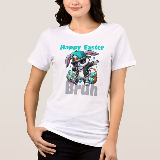 イースターだね Bruh、ダビングするイースターバニー トライブレンドTシャツ (正面)