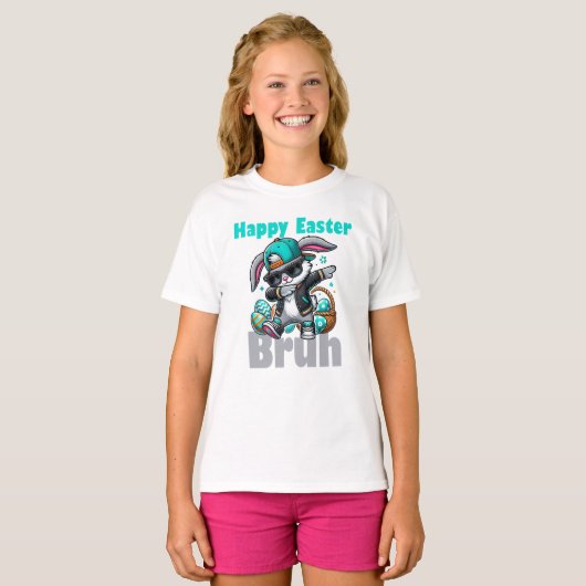 イースターだね Bruh、ダビングするイースターバニー Tシャツ (正面フル)