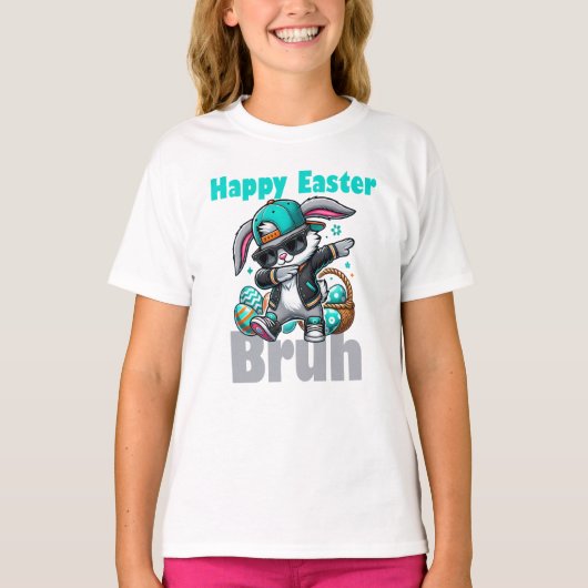 イースターだね Bruh、ダビングするイースターバニー  Tシャツ (正面)
