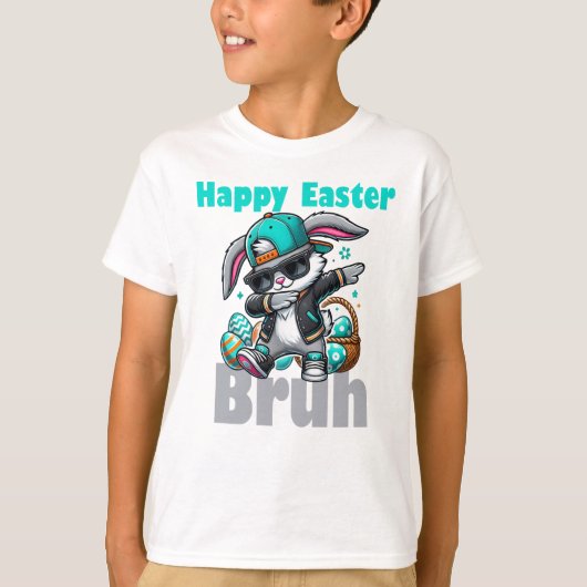 イースターだね Bruh, ダビングするイースターラビット Tシャツ (正面)