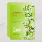 イースターつる植物の挨拶状 招待状 (正面/裏面)