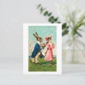 イースターでウサギが女性を求愛 シーズンポストカード (スタンド正面)
