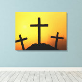 イースターとパームの日曜日の十字とシーン キャンバスプリント (インサイチュ (ウッドフロア))