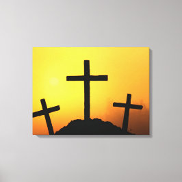 イースターとパームの日曜日の十字とシーン キャンバスプリント