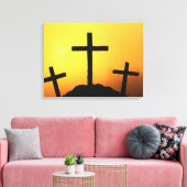 イースターとパームの日曜日の十字とシーン キャンバスプリント (インサイチュ (リビング))