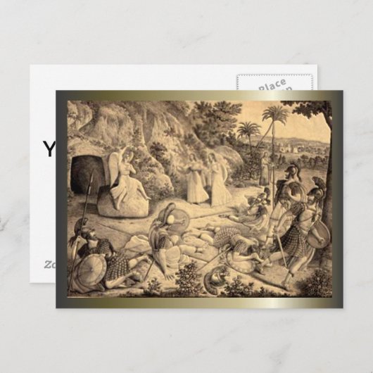 イースターとパームの日曜日の十字とシーン シーズンポストカード (正面/裏面)