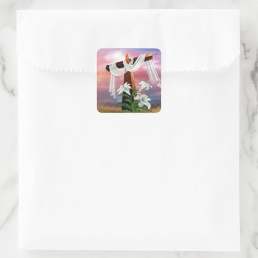 イースターとパームの日曜日の十字とシーン スクエアシール (バッグ)