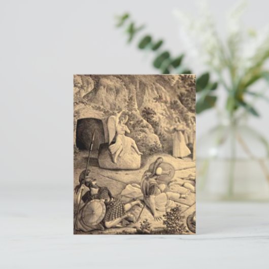 イースターとパームの日曜日の十字と場面 シーズンポストカード (スタンド正面)