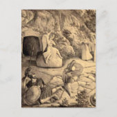 イースターとパームの日曜日の十字と場面 シーズンポストカード (正面)