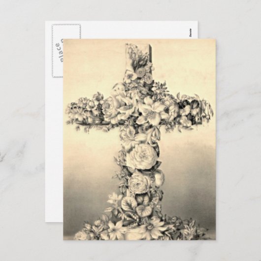 イースターとパームサンデーフローラクロス シーズンポストカード (正面/裏面)