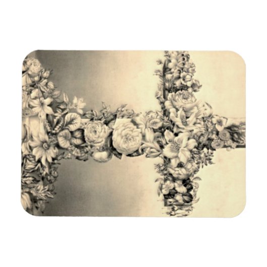 イースターとパームサンデーフローラクロス マグネット (横)