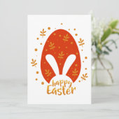 イースターにおすすめの葉と卵、かわいいイースターうさぎ シーズンカード (スタンド正面)