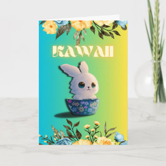 イースターにぴったりな花とウサギの春のデザイン カード