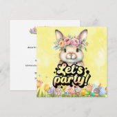 イースターにウサギとびこんで: 日程を保存 招待状 (正面/裏面)