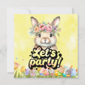 イースターにウサギとびこんで: 日程を保存 招待状 (正面)