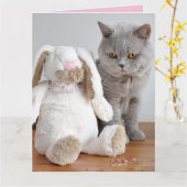 イースターねこグリーティングカード カード (黄色い花)