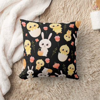 イースターのうさぎとかわいいひよこ柄 無限パターン クッション