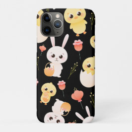 イースターのうさぎとかわいいひよこ柄 無限パターン iPhone 11 PROケース