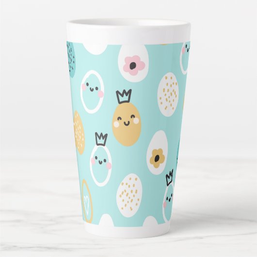 イースターのうさぎのかわいいたまご模様 カフェラテマグ (正面)