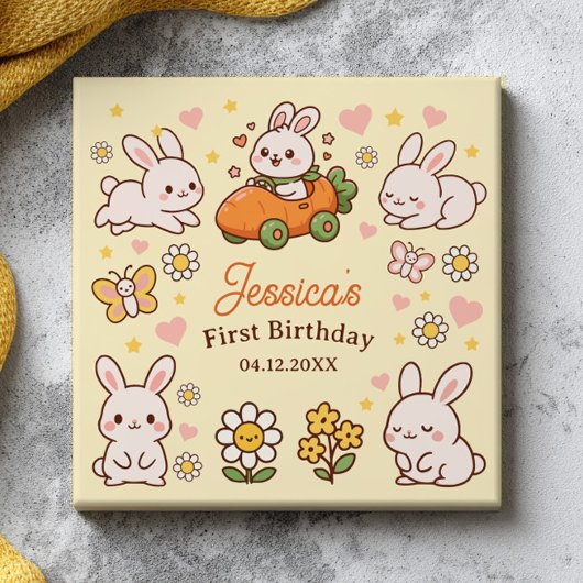イースターのうさぎのかわいい1歳の誕生日 タイル