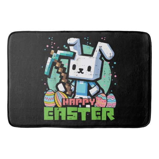 イースターのうさぎのピクセルゲーム バスマット (正面)