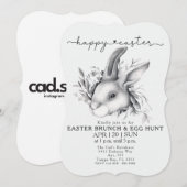 イースターのうさぎの春のブランチ & 卵の宝探し 招待状 (正面/裏面)