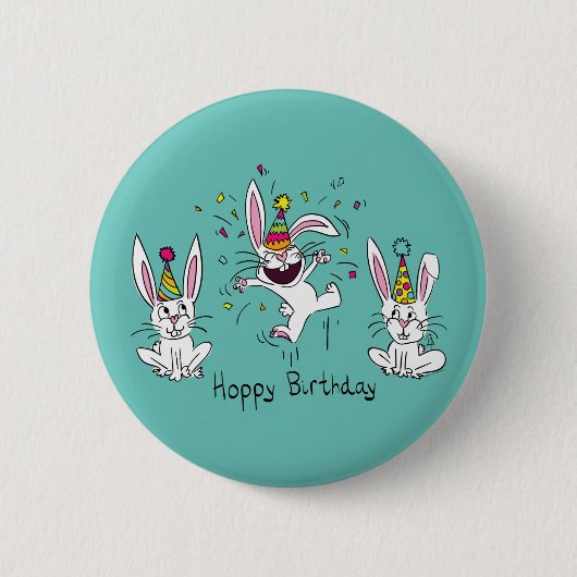 イースターのうさぎの誕生日キッズ 缶バッジ (正面)
