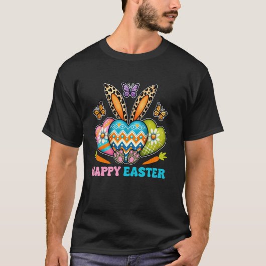 イースターのうさぎハートヒョウ柄 Tシャツ (正面)