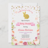 イースターのうさぎベイビーガールシャワー招待状 招待状 (正面)