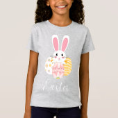 イースターのうさぎ柄の卵の女の子のTシャツ Tシャツ (正面)