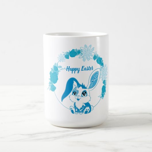 イースターのうさぎ かわいいブルーカワイイ コーヒーマグカップ (中央)