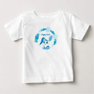 イースターのうさぎ かわいいブルーカワイイ ベビーTシャツ
