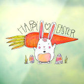 イースターのお祝いにんじんを持つかわいいうさぎ ウィンドウサイン (シート3)