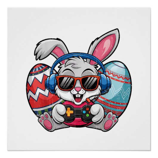 イースターのお祝い かわいいウサギのゲームプレイ キッズ ポスター (正面)
