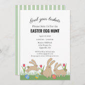 イースターのお誘い ウサギと一緒に卵の宝探し 招待状 (正面/裏面)