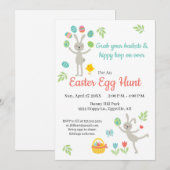 イースターのお誘い ウサギと卵の宝探し 招待状 (正面/裏面)