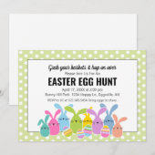 イースターのお誘い ウサギの群れと卵の宝探し 招待状 (正面/裏面)