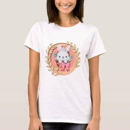 イースターのかわいいウサギがバスケットに座って Tシャツ