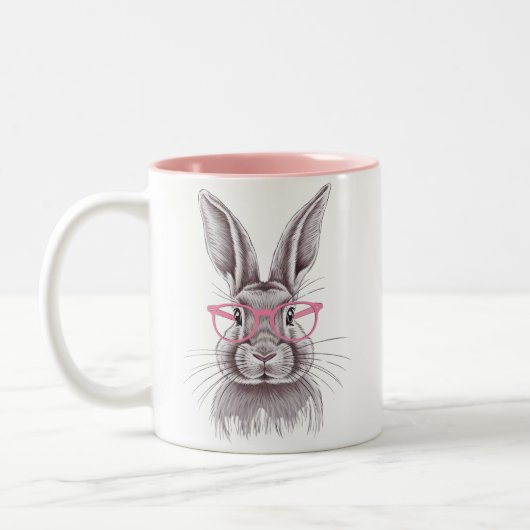 イースターのかわいいウサギ家族へのギフト ツートーンマグカップ (左)